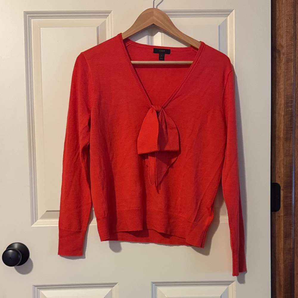 Small J Crew Red sweater with tie detail